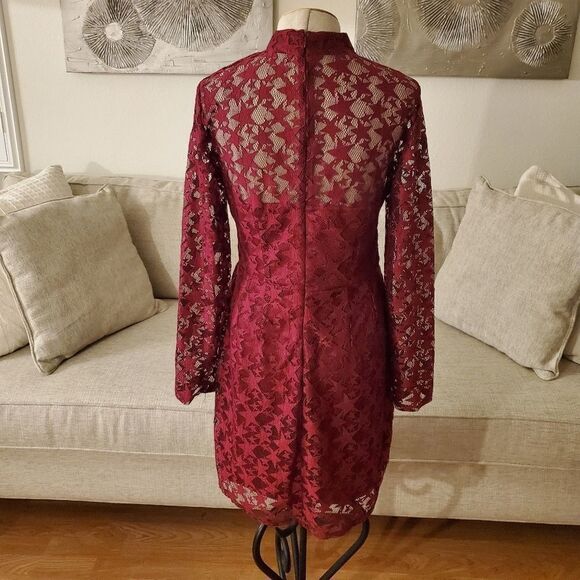 Betsey Johnson Illusion Mock Neck Star Lace Dress - Picture 7 of 13